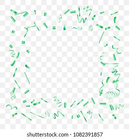 A bright shine of confetti. Abstract background with falling green tiny confetti. Luxury festive background for your design, cards, invitations, gift, vip. Vector.