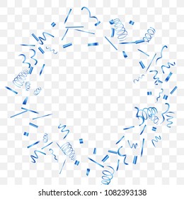 A bright shine of confetti. Abstract background with falling blue tiny confetti. Luxury festive background for your design, cards, invitations, gift, vip. Vector.