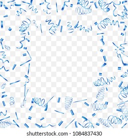 A bright shine of confetti. Abstract background with falling blue tiny confetti. Luxury festive background for your design, cards, invitations, gift, vip. Vector.
