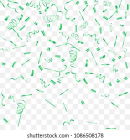A bright shine of confetti. Abstract background with falling green tiny confetti. Luxury festive background for your design, cards, invitations, gift, vip. Vector.