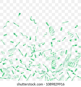 A bright shine of confetti. Abstract background with falling green tiny confetti. Luxury festive background for your design, cards, invitations, gift, vip. Vector.