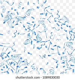 A bright shine of confetti. Abstract background with falling blue tiny confetti. Luxury festive background for your design, cards, invitations, gift, vip. Vector.