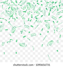 A bright shine of confetti. Abstract background with falling green tiny confetti. Luxury festive background for your design, cards, invitations, gift, vip. Vector.