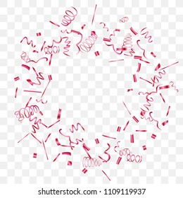 A bright shine of confetti. Abstract background with falling red tiny confetti. Luxury festive background for your design, cards, invitations, gift, vip. Vector.