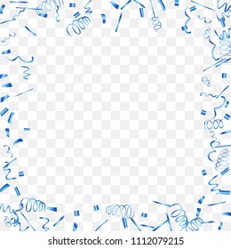 A bright shine of confetti. Abstract background with falling blue tiny confetti. Luxury festive background for your design, cards, invitations, gift, vip. Vector.