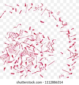 A bright shine of confetti. Abstract background with falling red tiny confetti. Luxury festive background for your design, cards, invitations, gift, vip. Vector.