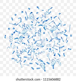 A bright shine of confetti. Abstract background with falling blue tiny confetti. Luxury festive background for your design, cards, invitations, gift, vip. Vector.