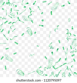 A bright shine of confetti. Abstract background with falling green tiny confetti. Luxury festive background for your design, cards, invitations, gift, vip. Vector.