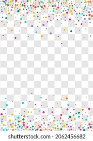 Bright Shine Decoration Vector Transparent Background. Celebration Dot Pattern. Happy Circle Illustration. Color Confetti Independence Banner.
