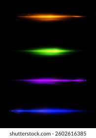 Bright shine of light of flickering horizontal rays on black background. Luxurious light effect for design and vector illustrations.
