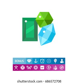 Bright shining Colombian emerald icon