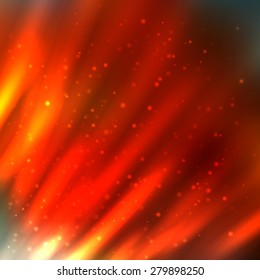 Bright shining fire lines with sparkles on blurred background. Vector illustration for your design