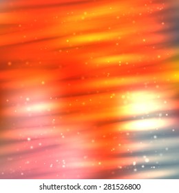 Bright shining fire lines with sparkles on blurred background. Vector illustration for your design