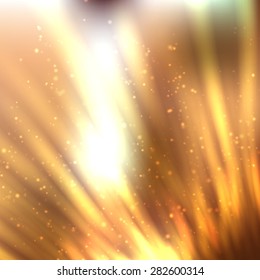 Bright shining fire lines with sparkles on blurred background. Vector illustration for your design