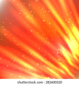 Bright shining fire lines with sparkles on blurred background. Vector illustration for your design