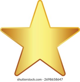 Bright Shining Five-Point Gold Star Icon Vector for Achievement, Success, and Best Quality Rating
