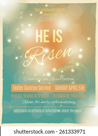 Bright and shining He is Risen Easter Sunrise Service Flyer or poster template 