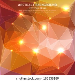 Bright, shining orange abstract polygonal background. Vector EPS 10 illustration.