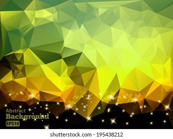 Bright, shining orange abstract polygonal background. Vector EPS 10 illustration.