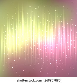 Bright shining with particles on blurred background. Vector illustration for your design