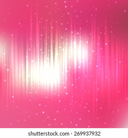 Bright shining with particles on blurred background. Vector illustration for your design