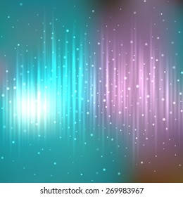 Bright shining with particles on blurred background. Vector illustration for your design