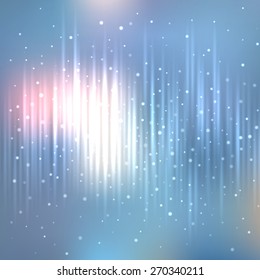 Bright shining with particles on blurred background. Vector illustration for your design