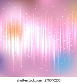 Bright shining with particles on blurred background. Vector illustration for your design
