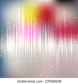 Bright shining with particles on blurred background. Vector illustration for your design