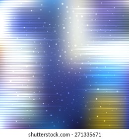 Bright shining with particles on blurred background. Vector illustration for your design