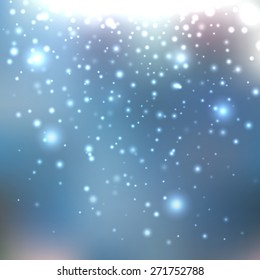 Bright shining with particles on blurred background. Vector illustration for your design