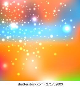 Bright shining with particles on blurred background. Vector illustration for your design