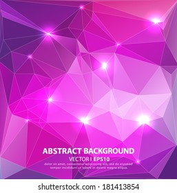 Bright, shining pink and purple abstract polygonal background. Vector EPS 10 illustration.