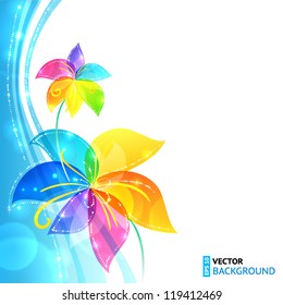 Bright shining rainbow flowers vector background