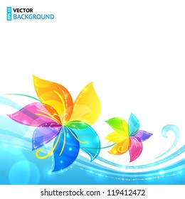 Bright shining rainbow flowers vector background