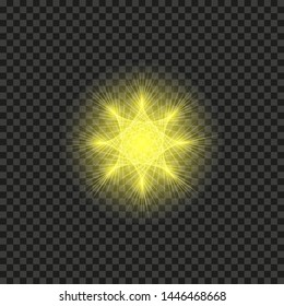Bright shining star. Bursting explosion. Transparent effect