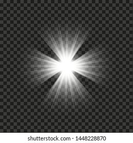 Bright shining star. Bursting explosion. Transparent effect