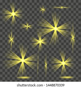 Bright shining star. Bursting explosion. Transparent effect