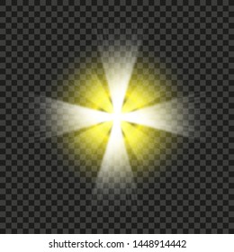Bright shining star. Bursting explosion. Transparent effect