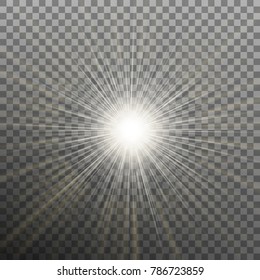 Bright shining star. Bursting explosion. Transparent effect. EPS 10 vector