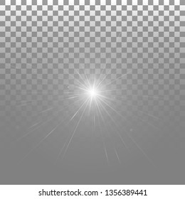 Bright shining star. Isolated on transparent background. Vector illustration, eps 10.