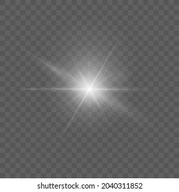 Bright shining sun, star. Isolated on transparent background. Vector illustration, eps 10.