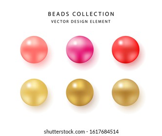Bright and shiny beads collection. Set of beads isolated design element on a white background. Vector illustration