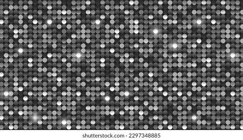 Bright shiny black and white sequins with glitter background. Vector banner