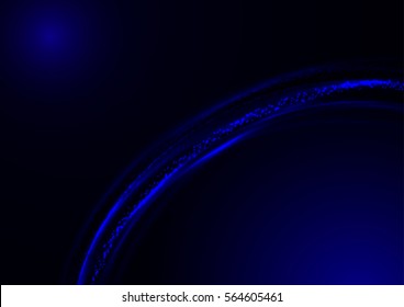 Bright shiny blue bow on a dark background studded with sparkles designed to abstract banner
