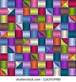 Bright, shiny geometric square seamless pattern " Embroidery"