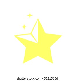 Bright shiny gold star, isolated vector icon