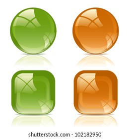 Bright shiny icons green and orange