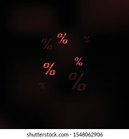 Bright, shiny percent sign on a black and reddish background