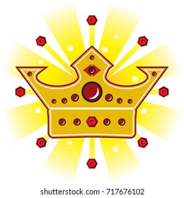 Bright shiny royal crown surrounded by jewels